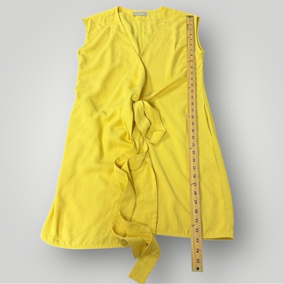 Everlane Women's Yellow The Japanese GoWeave Short-Sleeve Mini Wrap Dress SZ 0 - Picture 7 of 8